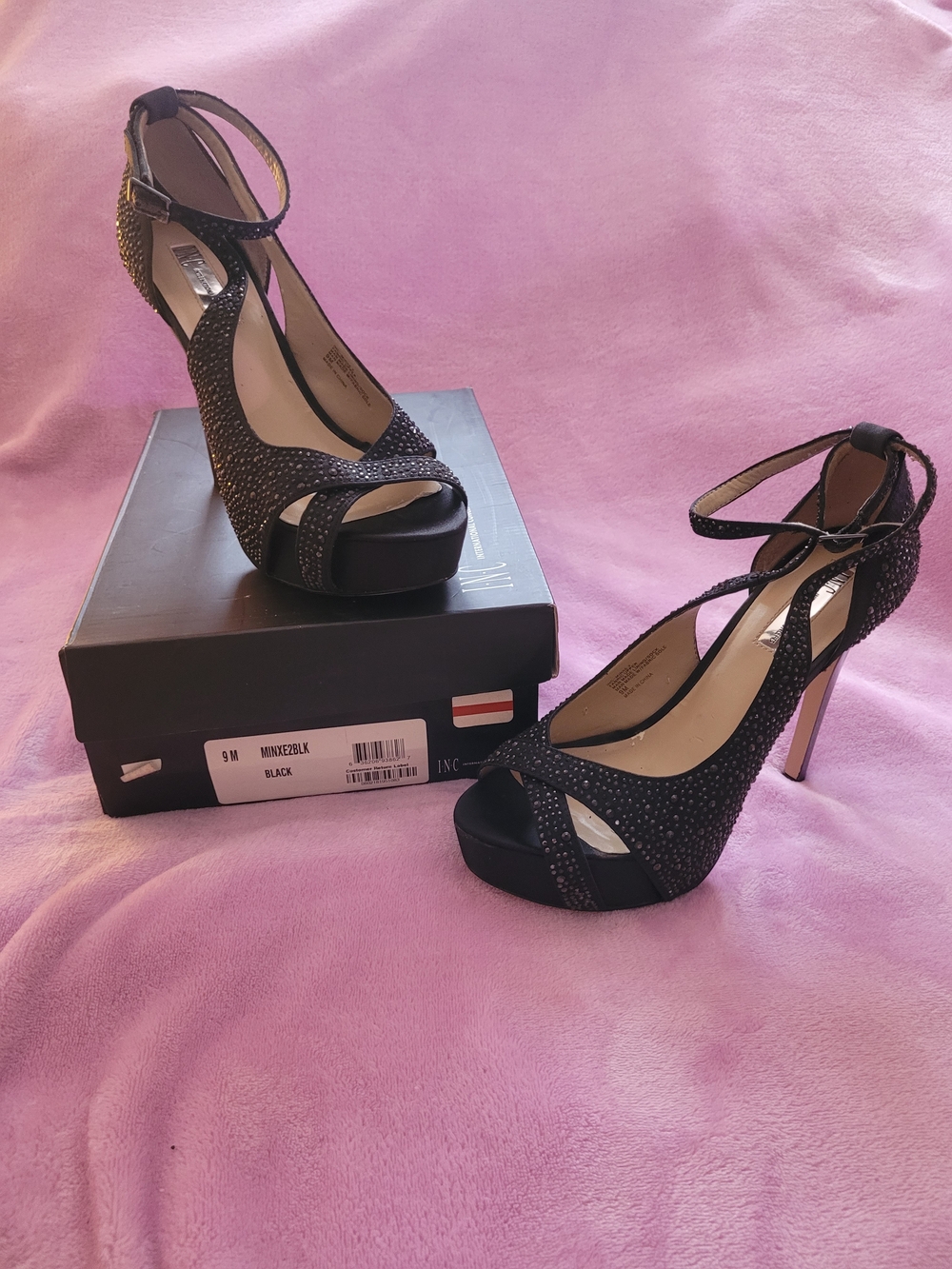 I•N•C International Concepts Black Ankle-Strap Platform Heels